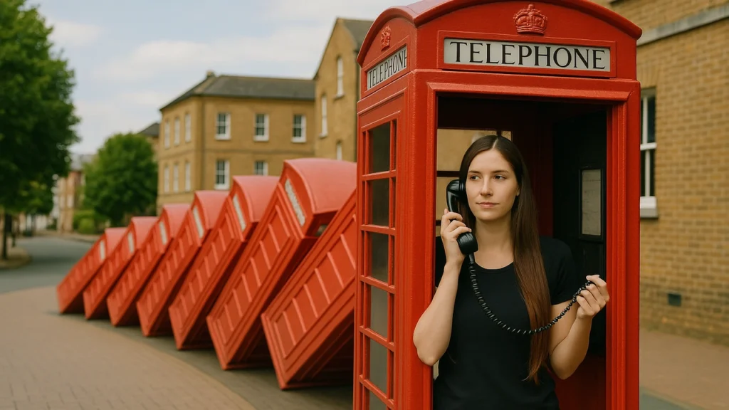 Telecommunications Security Act. Red telephone box on quiet street.