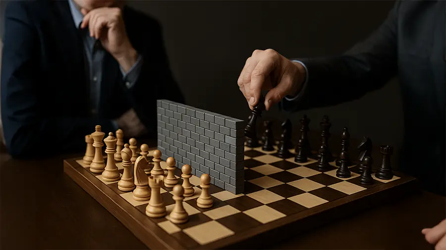 Two people playing chess showing strategy and resilience 