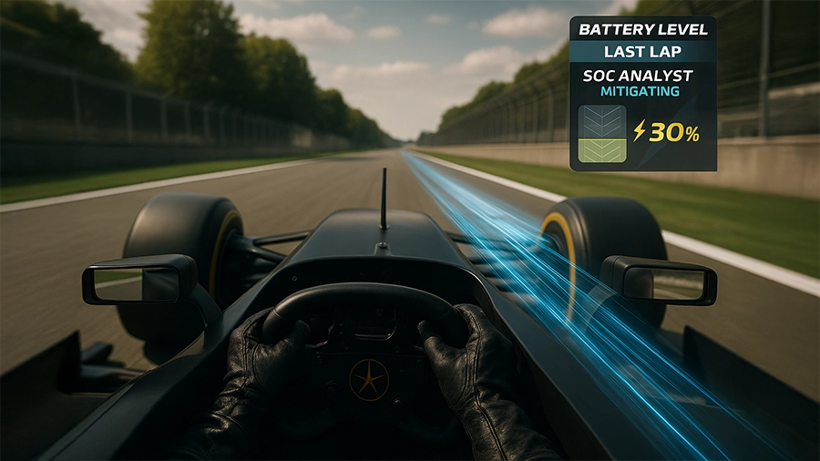 Formula 1 Driver's view of racing track ahead