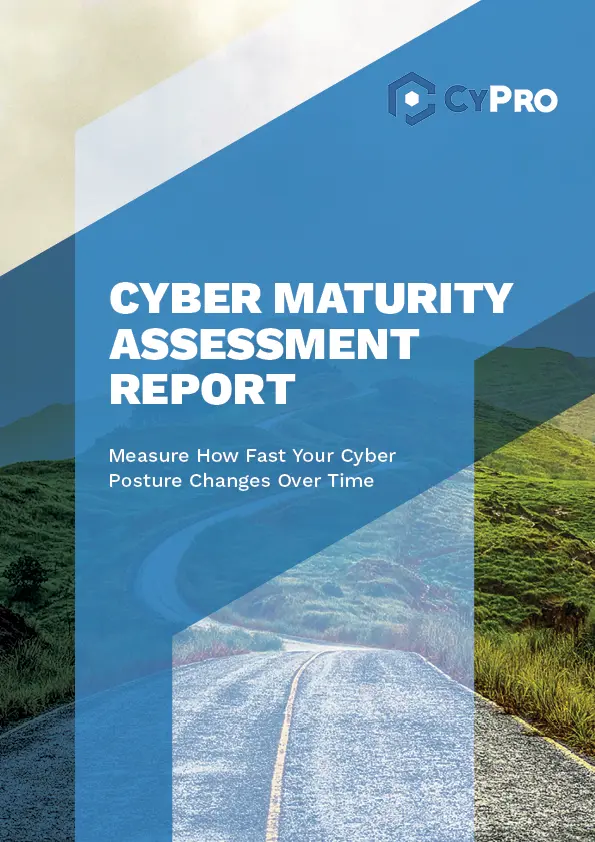 Cyber Maturity Assessment Report Cover image showing a landscape of a road in the background