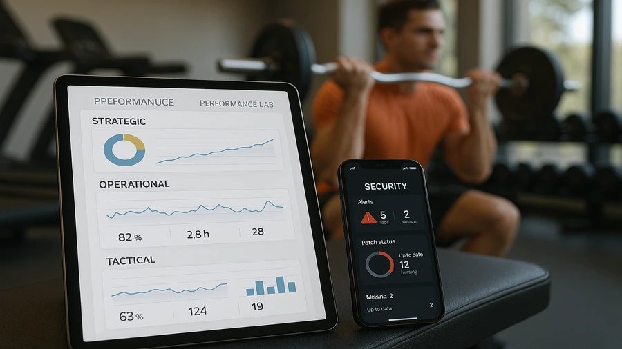 Fitness "cyber risk" data displayed on devices.