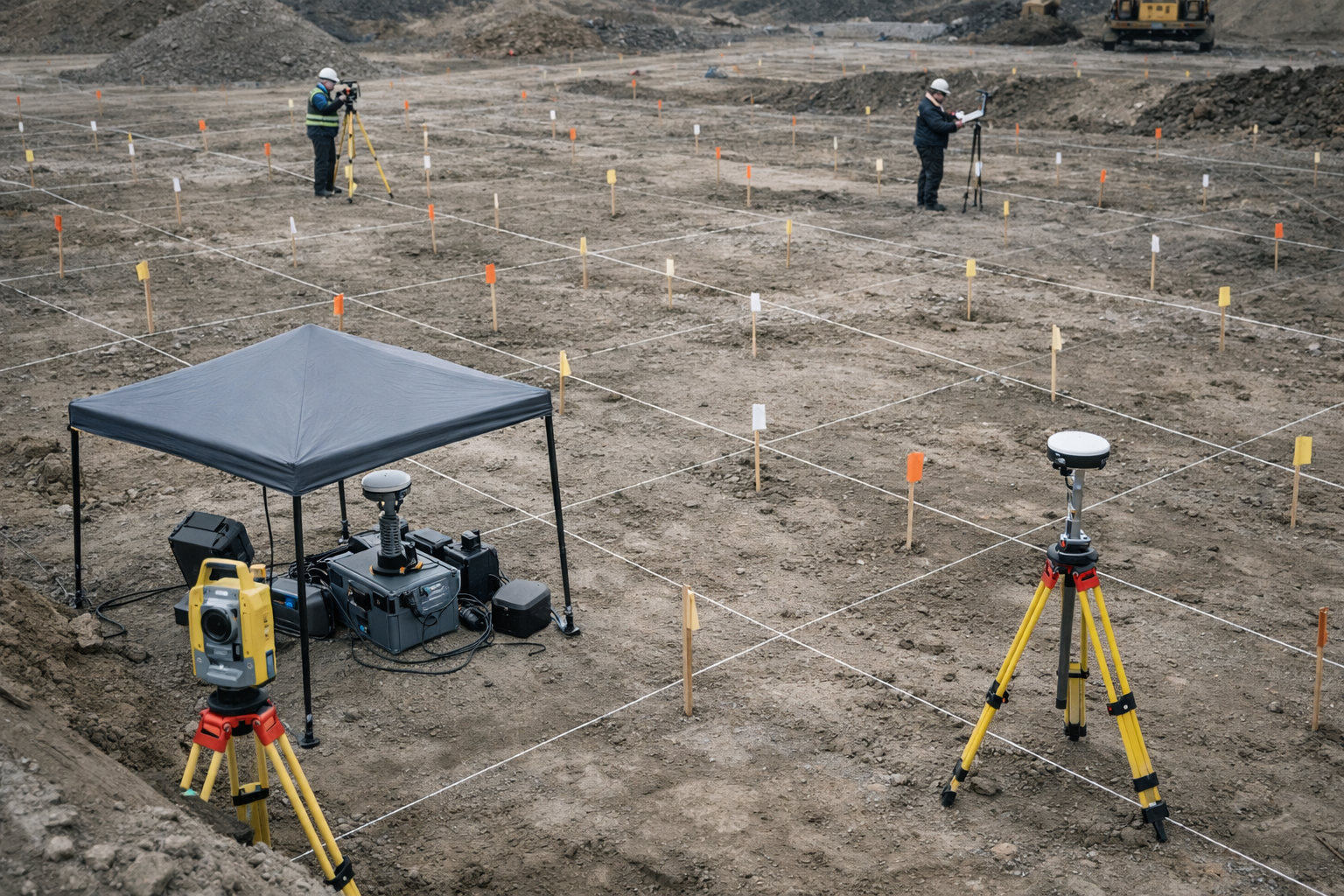 Survey control points and instruments across site representing SOC monitoring hours choices