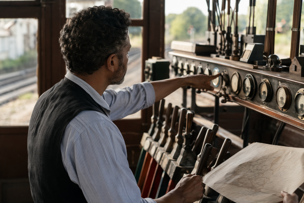 Conductor-like operator coordinating signals, metaphor for project glasswing orchestration