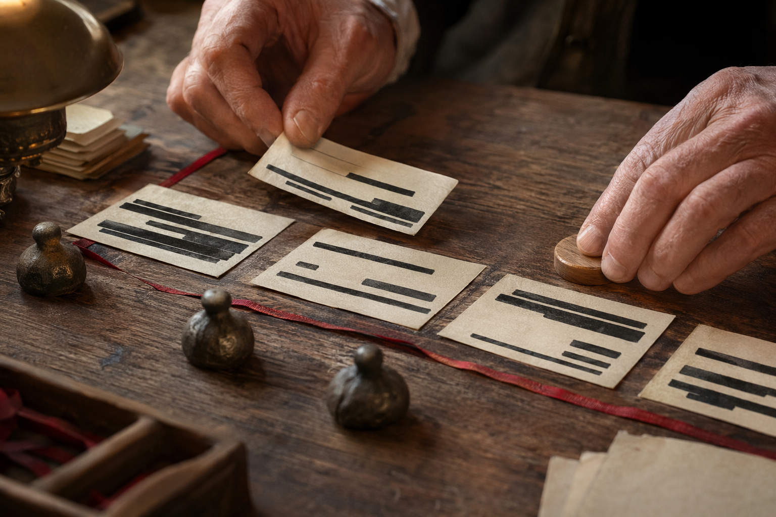 Close-up hands performing a ritualized audit checklist, emphasizing careful runbook steps