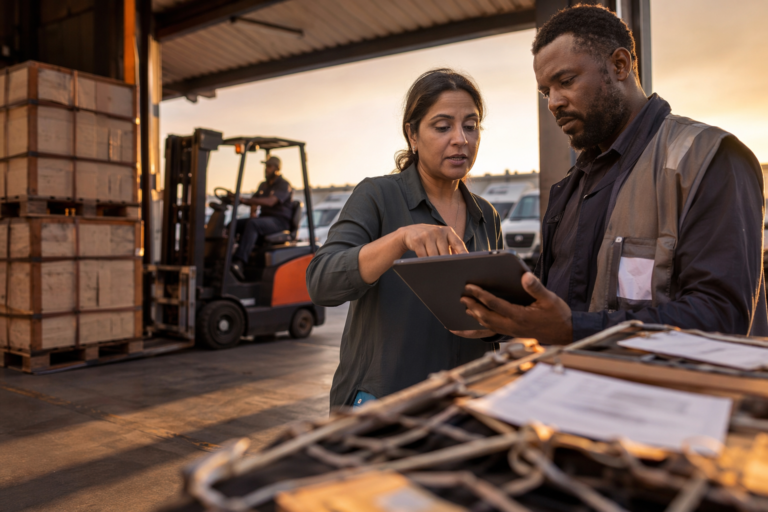 Logistics team coordinating freight routing for vulnerability testing workflow