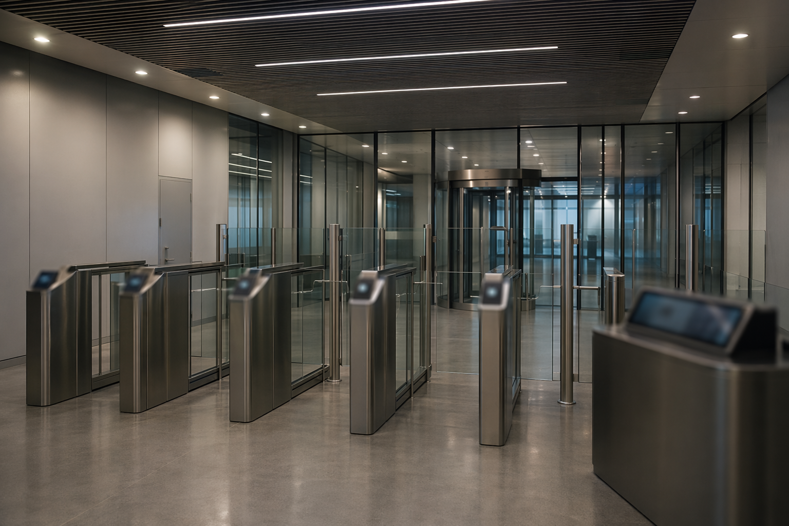 Badge-entry vestibule showing physical controls, cyber security what is it context