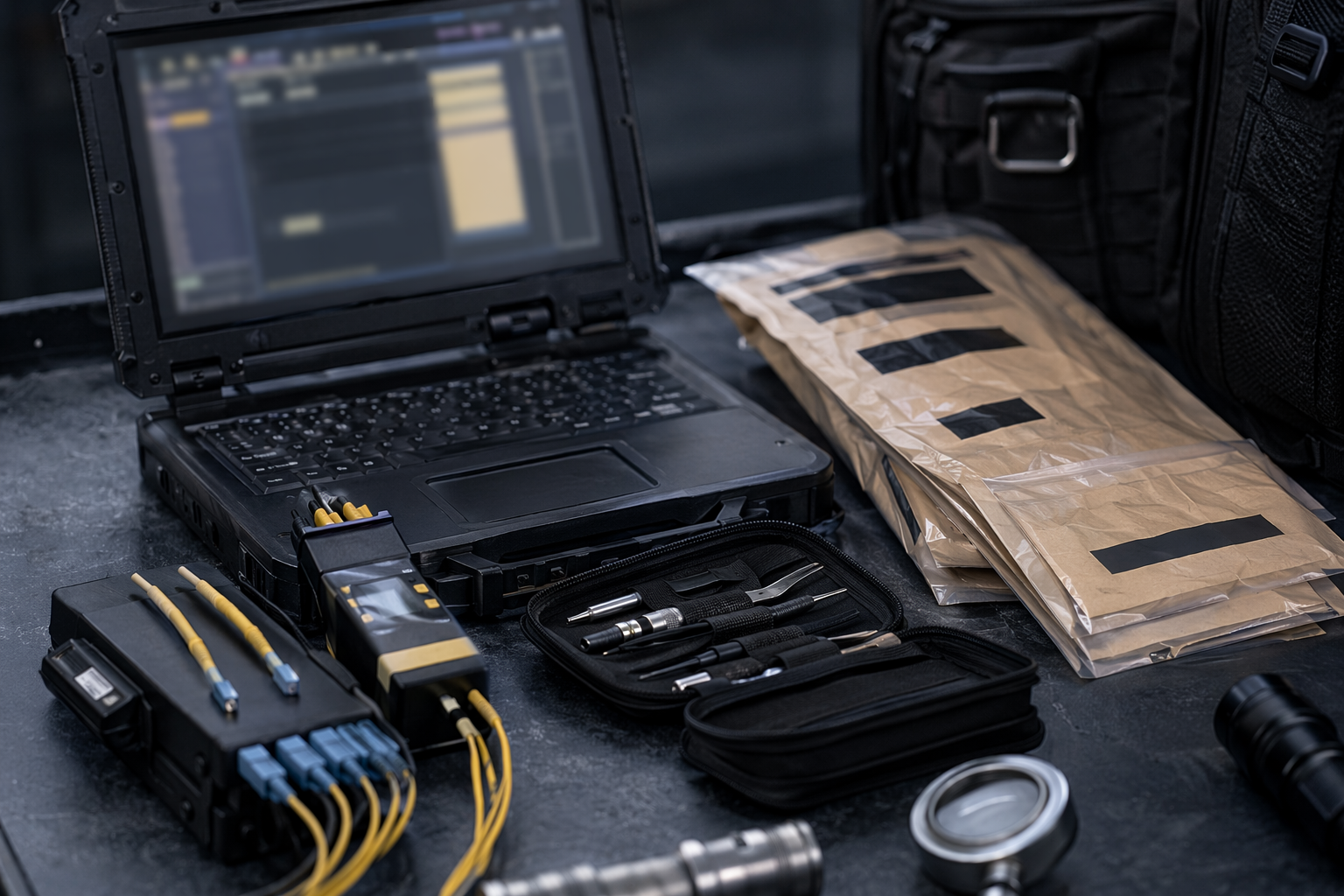 Close-up of an incident response kit for a fully managed SOC