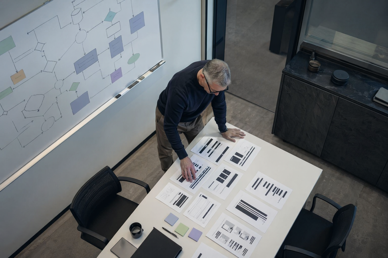 Consultancy workspace arranging redacted cost documents for cyber essentials cost overview