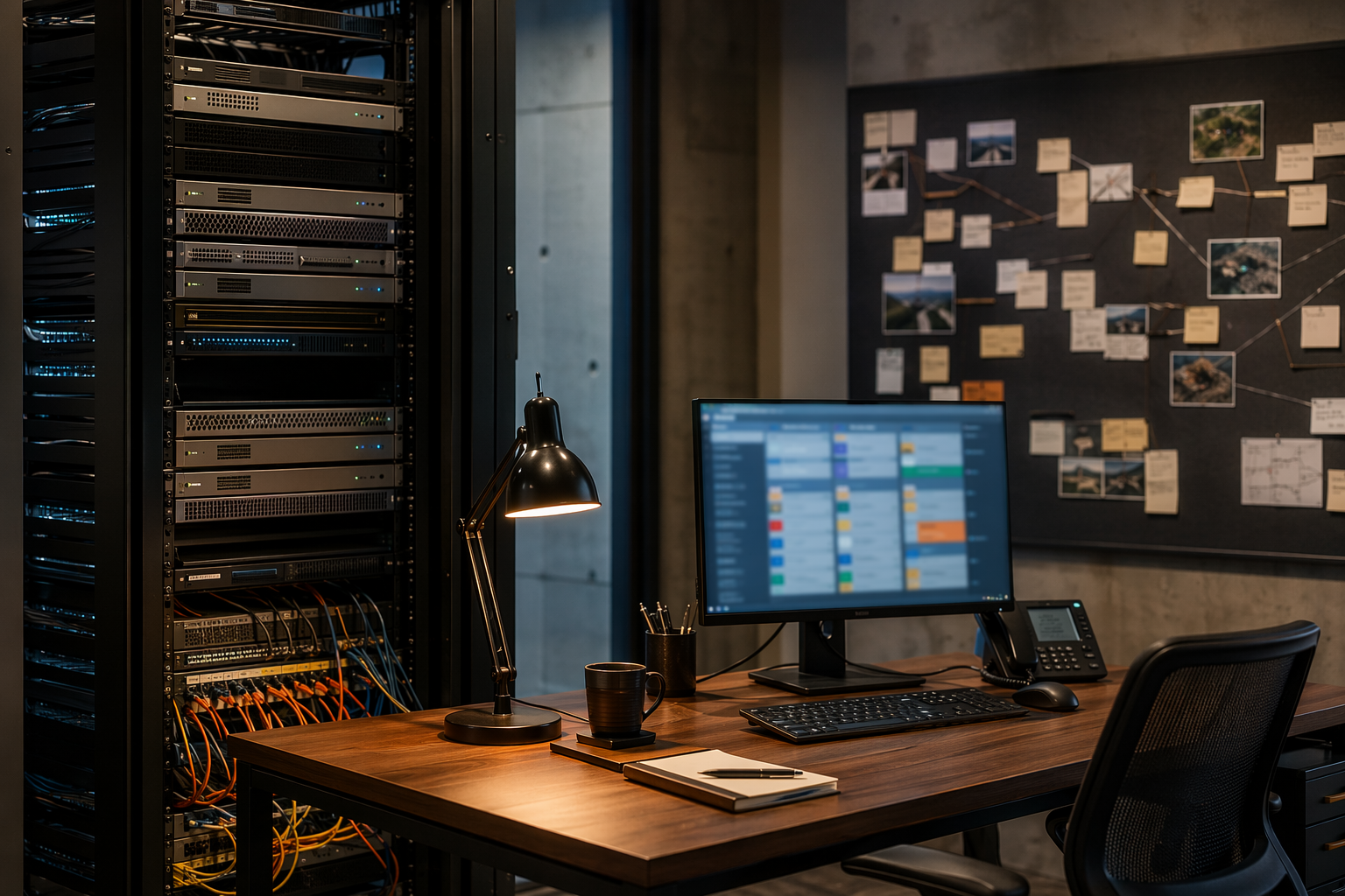 Rack and workstation showing email filtering appliances for security operations centre