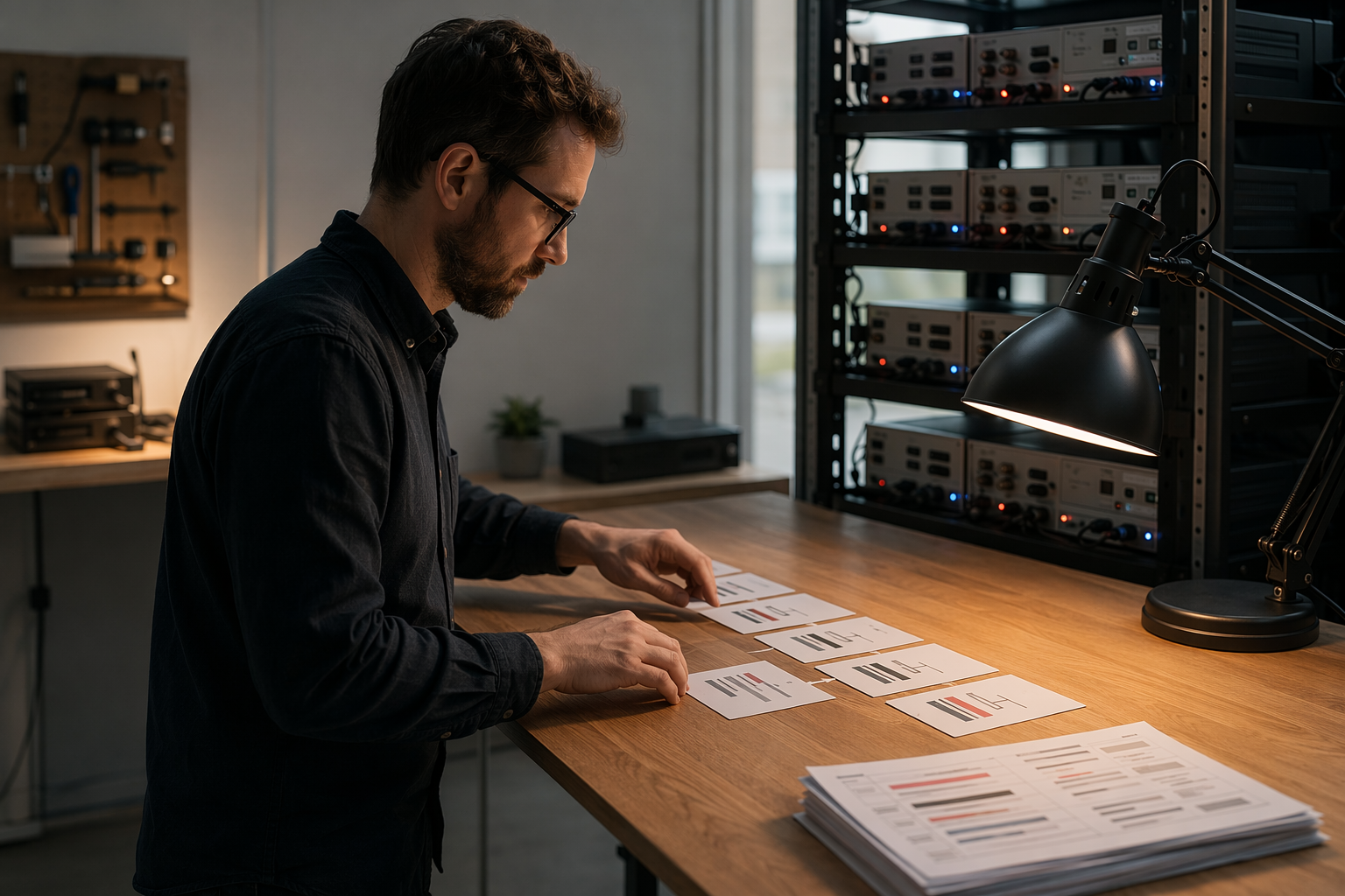 Build engineer adjusting redacted pipeline cards in secure coding review