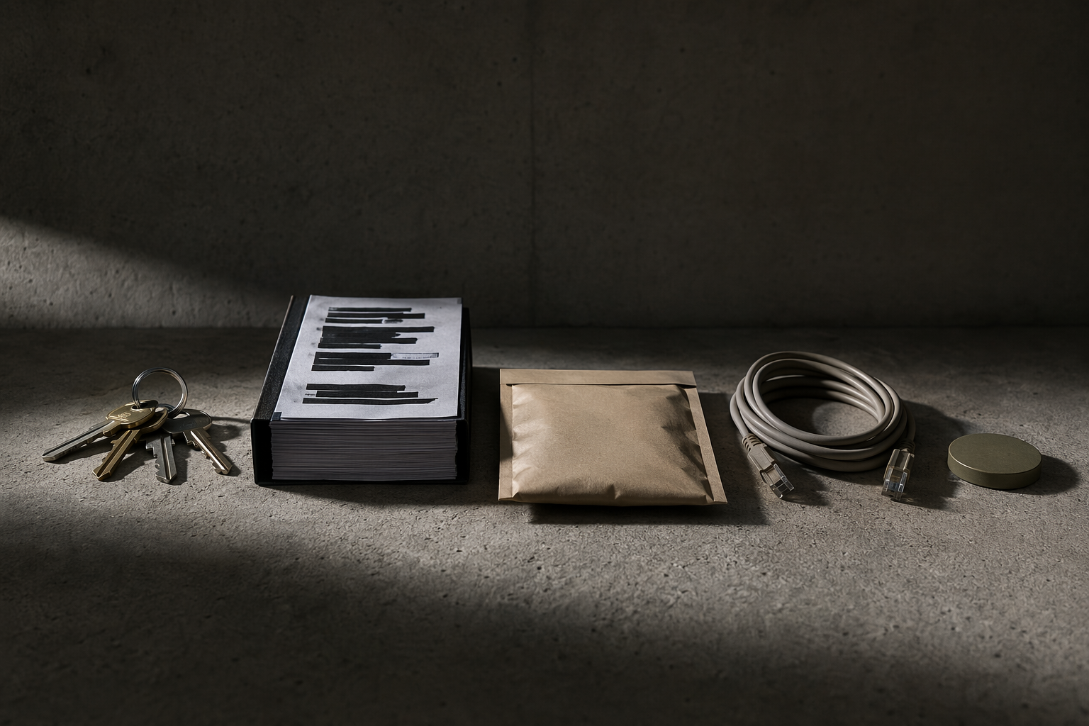 Still life of security instruments arranged to compare services and responsibilities