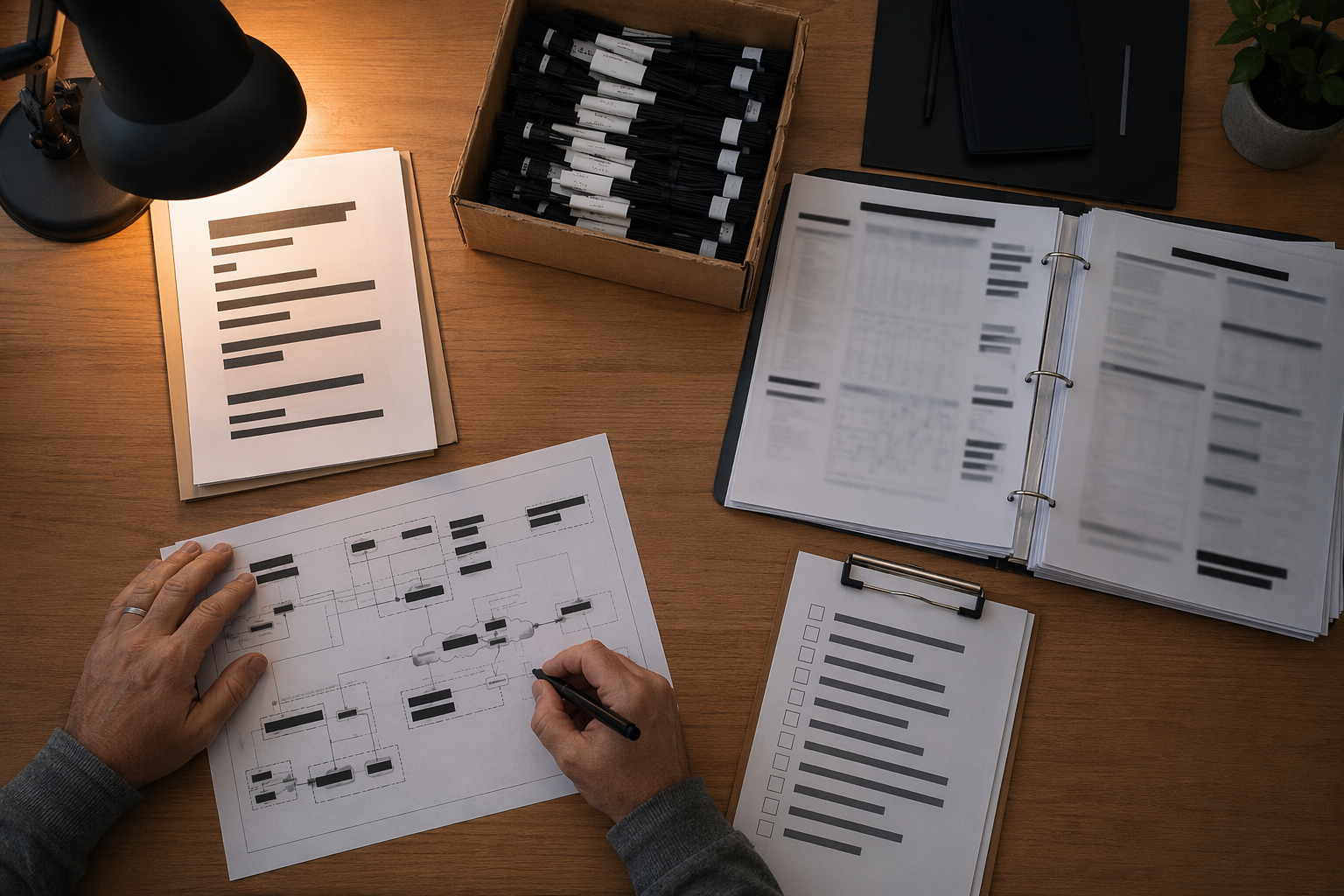 Drafted incident report mockup for types of personal data breach on desk