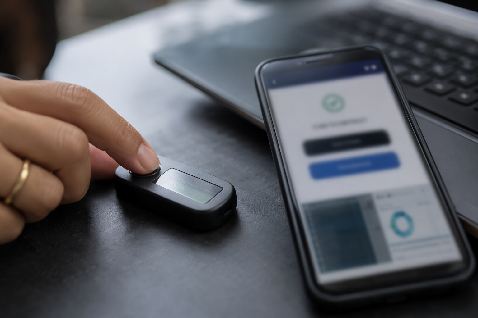 Hand entering MFA token on blurred admin console, types of personal data breach