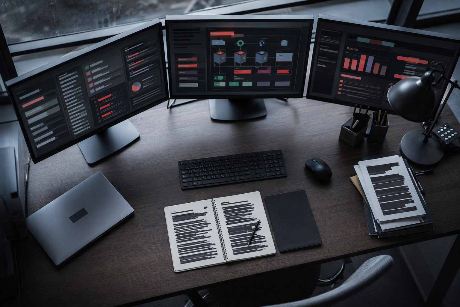 Empty cloud operations station illustrating technology due diligence dashboards