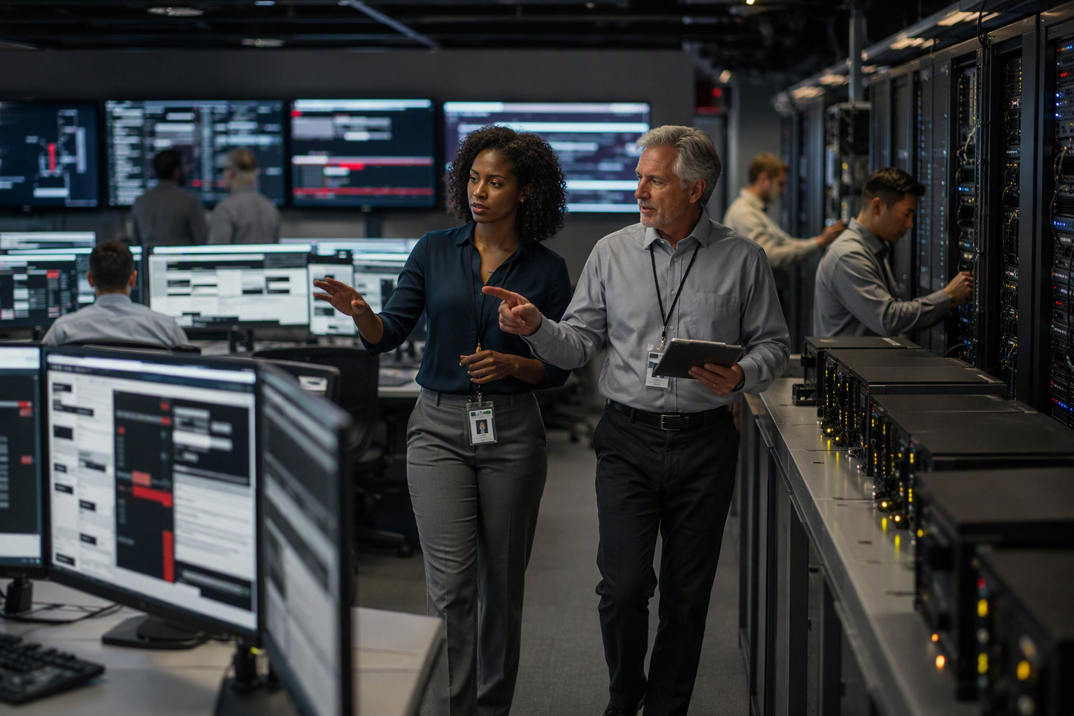 Wide view of an email compliance lab illustrating technology due diligence