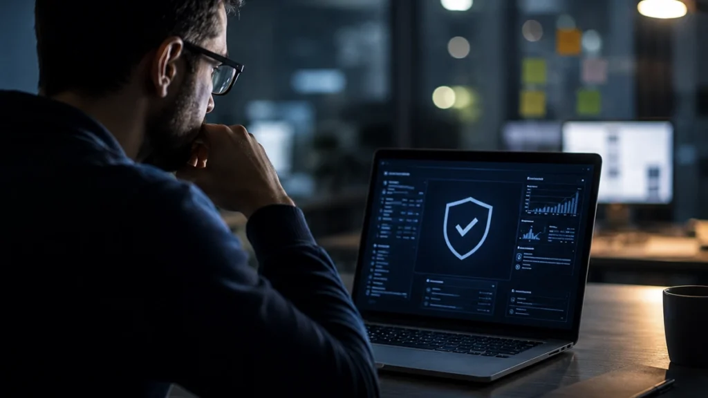 Man inspecting qualification, illustrating iso 27001 certification cost
