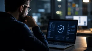 Man inspecting qualification, illustrating iso 27001 certification cost