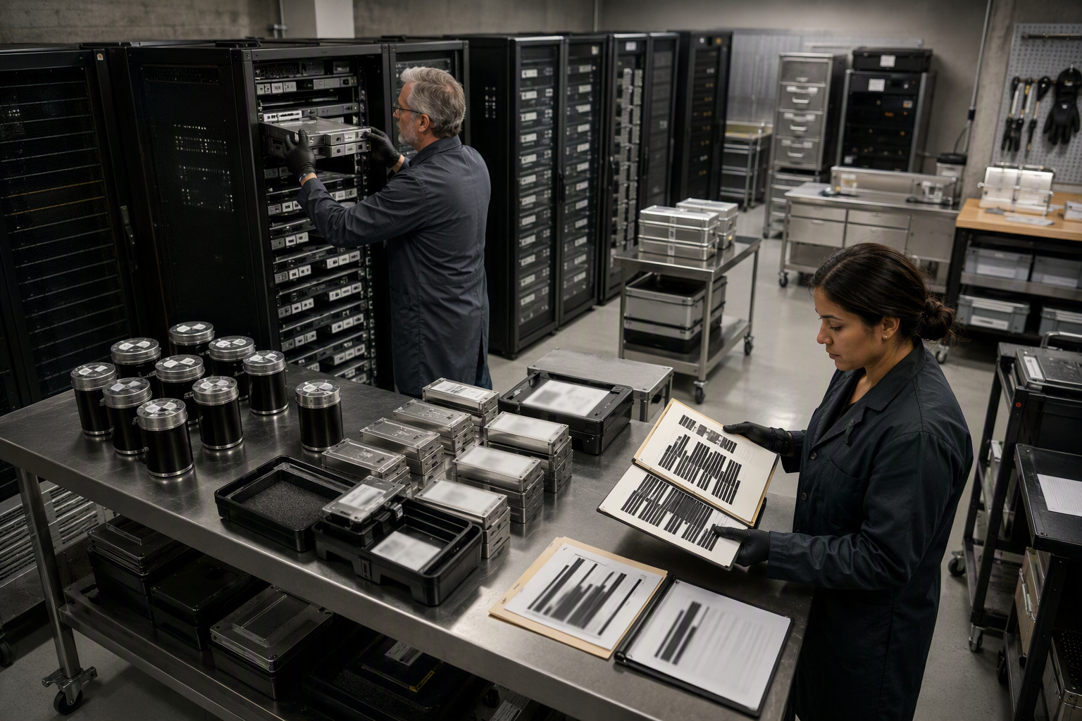 Engineers preparing encrypted key material illustrating what is a breach of GDPR