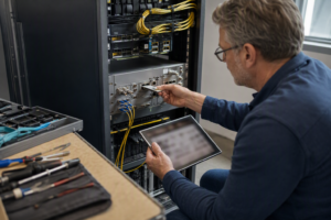 Engineer configuring HSM appliance for cloud penetration testing workflows