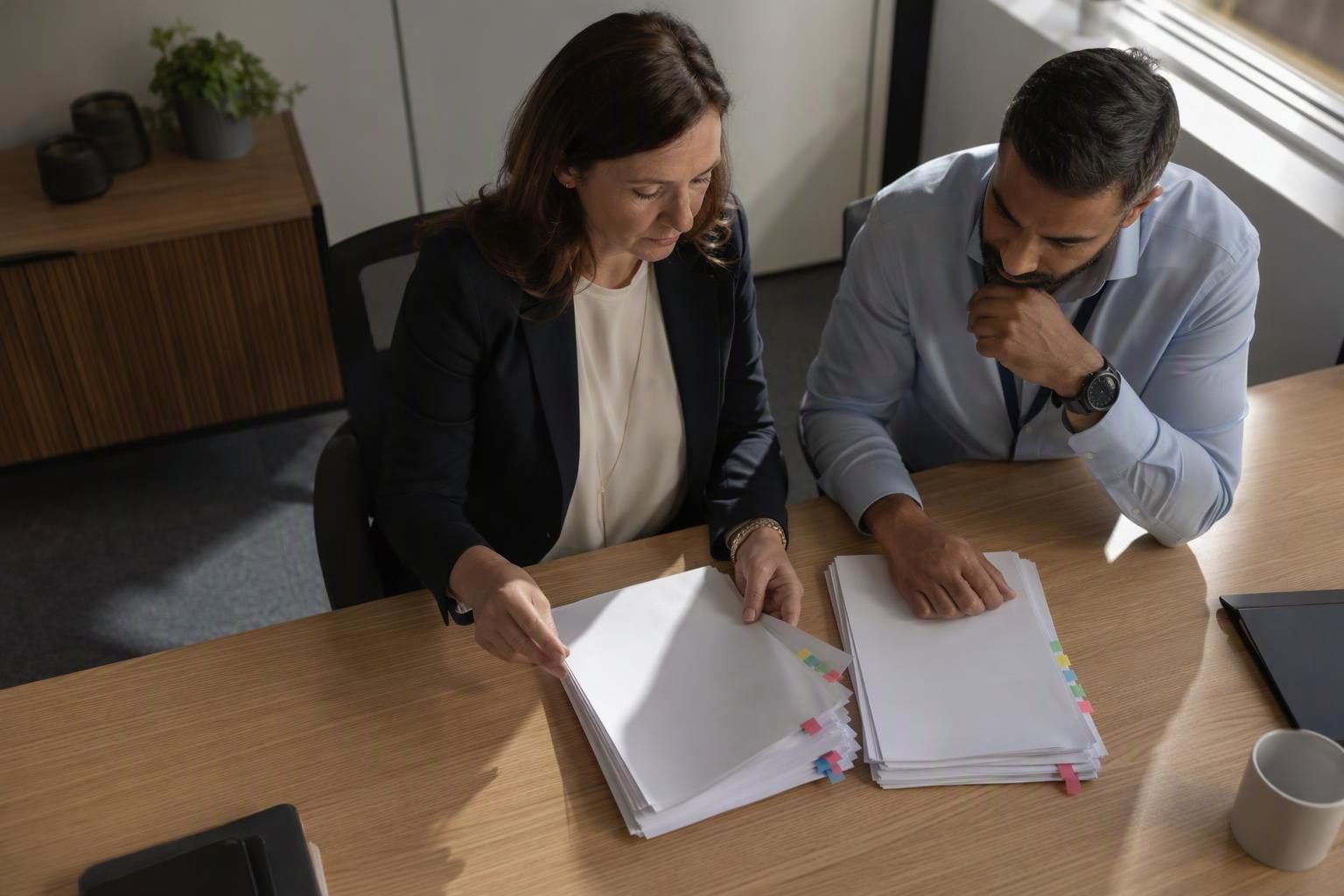 Procurement manager and security lead comparing consultancy proposals