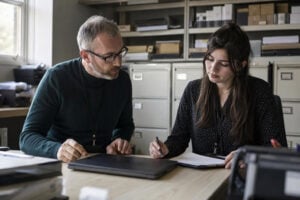 Staff reviewing records after the University of Nottingham Cyber Attack