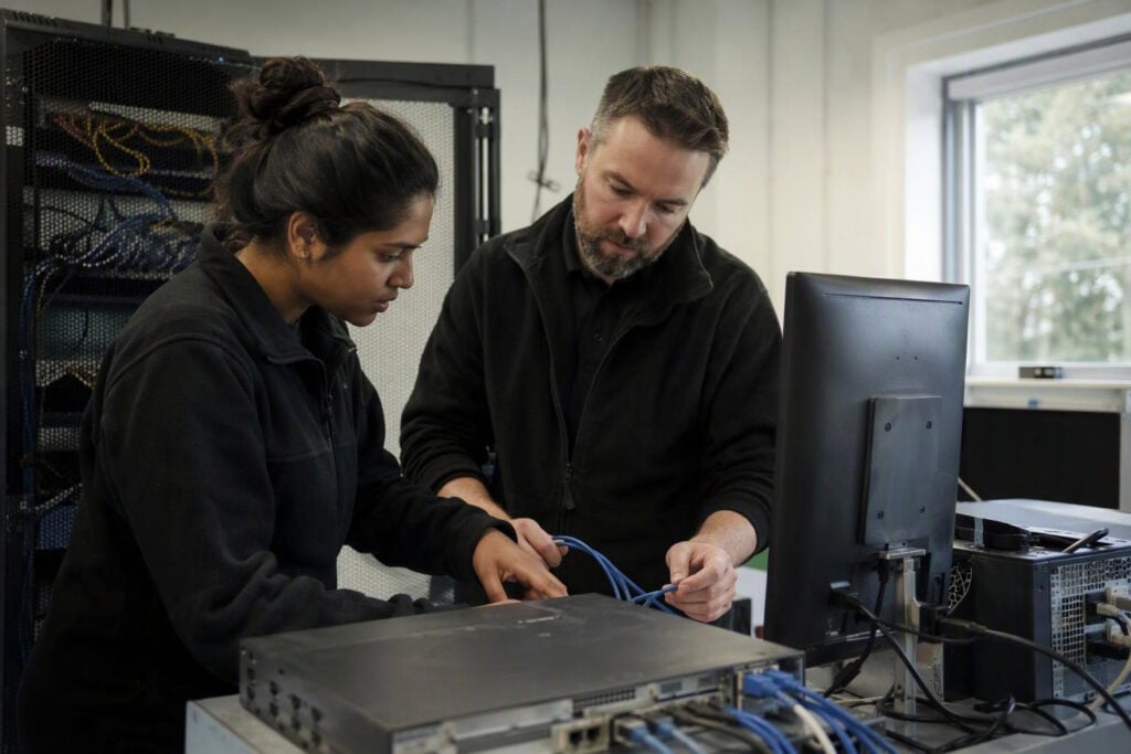 Security engineers examine equipment after the OpenAI HuggingFace incident