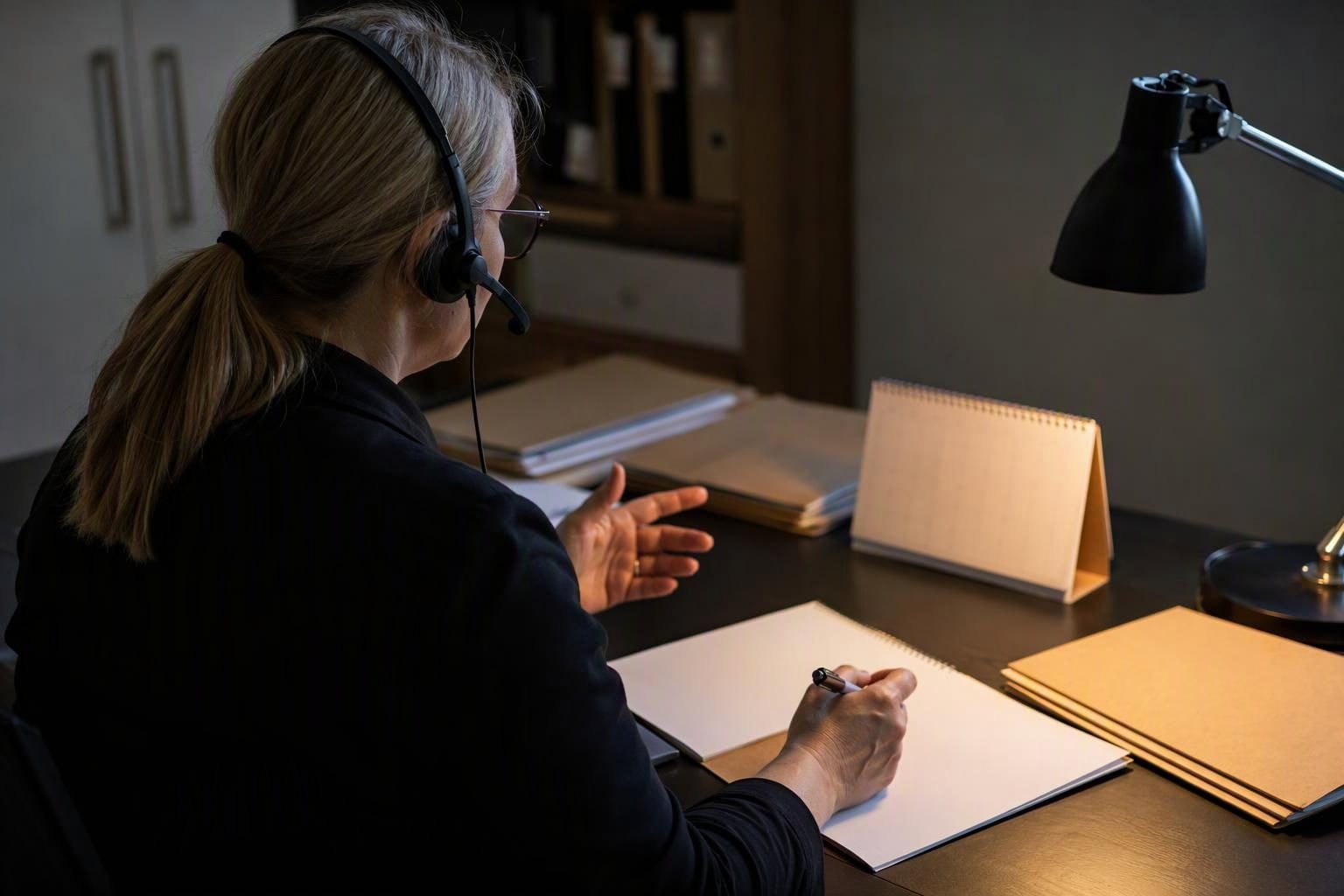 Privacy officer assesses an incident with closed folders and desk calendar